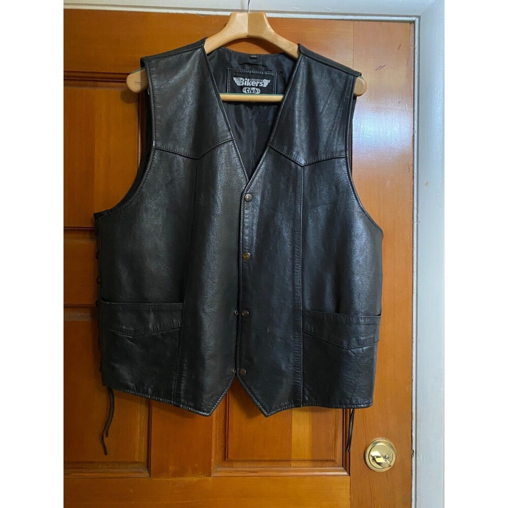 Bikers Club Mens Leather Vest SZ 48/Big Guy